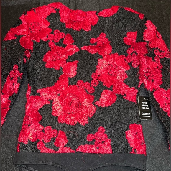 Express floral red black lace bodysuit - Picture 9 of 12